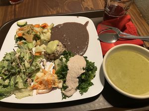 Delicious dinner set  at Casa De Luz - East Austin in Austin