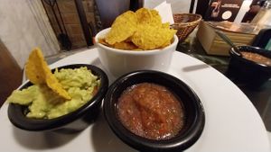 Nachos guacamole salsa  at Cafe Hood in Banos