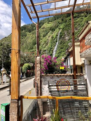 View from the outside terrace at Cafe Hood in Banos