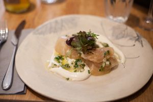 Vegan starter with aged cashew cheese and beetroot at Oak in Bath