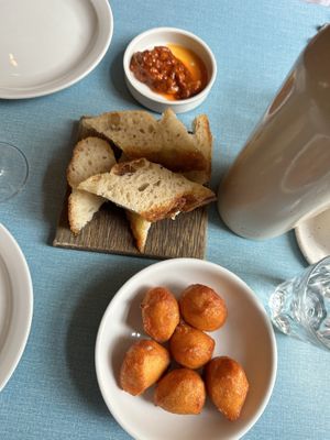 Mung bean fritters  at Oak in Bath