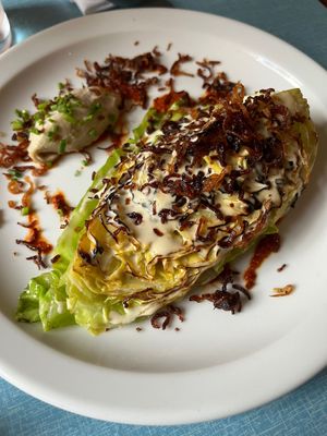 Seared hispy cabbage  at Oak in Bath
