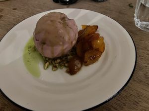 Plum sorbet. An unexpected highlight of the meal    at Oak in Bath