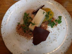 Compressed pineapple with olive oil icecream etc  at Oak in Bath