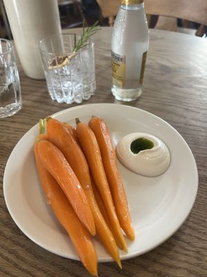 Pickled carrots and cashew creamm  at Oak in Bath