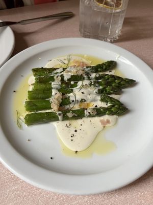 Asparagus, ajo blanco, fried almonds, dill  at Oak in Bath