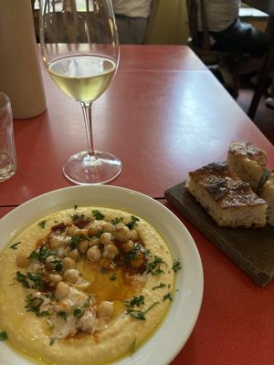 Hummus and bread - the bread was INCREDIBLE, as was the hummus  at Oak in Bath