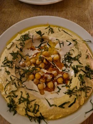 The harissa, chickpeas and houmous was possibly the tastiest dish. So good! at Oak in Bath