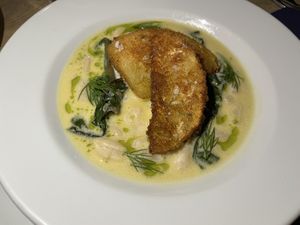 Celeriac panata, cannellini beans, cavolo nero  at Oak in Bath