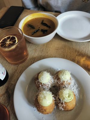 Arancini and soup of the day at Oak in Bath