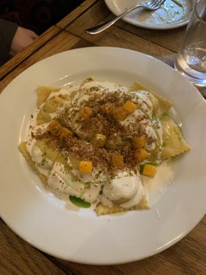 Butternut squash ravioli  at Oak in Bath
