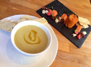 Parsnip soup and Carrot & Cashew Pate at Oak in Bath