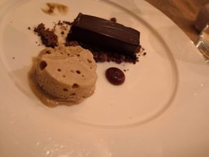 Chocolate and espresso dessert (slightly munched) at Oak in Bath