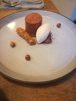 Chocolate mousse hazelnut sorbet at Oak in Bath
