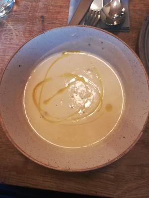 Caulliflower and pine nut soup at Oak in Bath