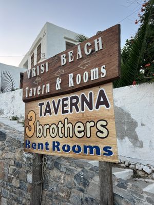 Sign  at Three Brothers Restaurant - Τα Τρία Αδέρφια in Crete