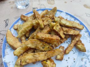 Berenjena frita at Taverna Stomio in Crete