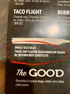 Sub for vegan  at Fistful of Tacos in New Albany