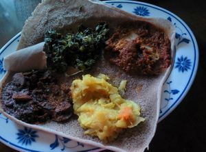 Ethiopian Vegan platter for one. at Ghenet in Brooklyn