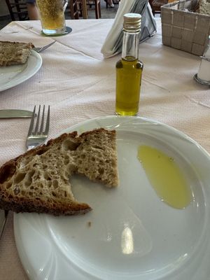 Village bread and olive oill  at Angelikki Spiti in Stoupa