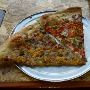 The Buffalo 666, and some other slice.  at Sizzle Pie in Eugene