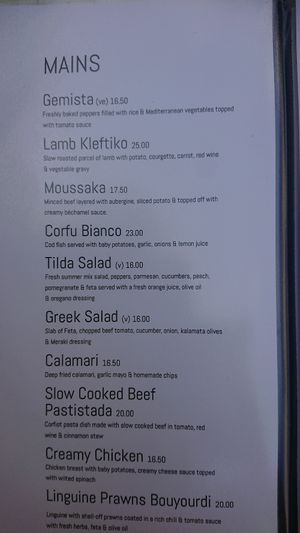 Mains menu - vegan gemista at Taverna Meraki in Leamington Spa