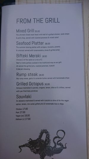 Grill menu - vegan souvlaki at Taverna Meraki in Leamington Spa