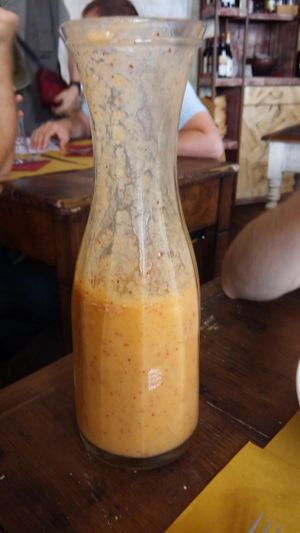Apricot/apple/banana smoothie (if I remember well). Different sizes, this one is the biggest, one liter. at Soul Kitchen - Creatività Vegetale in Turin