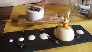(Original) cheescake (down), and panacotta (up). at Soul Kitchen - Creatività Vegetale in Turin