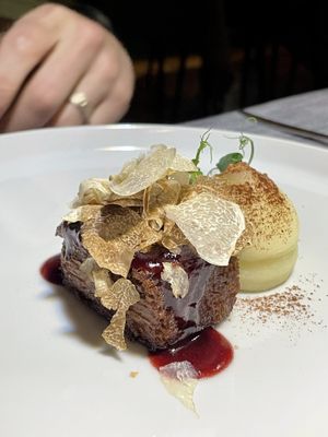 Langarolo with Redefine Meat, hazelnuts, Barbera reduction and white truffle   at Soul Kitchen - Creatività Vegetale in Turin