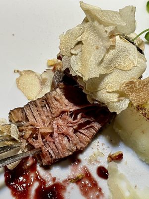 Langarolo with Redefine Meat, hazelnuts, Barbera reduction and white truffle   at Soul Kitchen - Creatività Vegetale in Turin