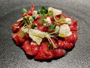 Watermelon tartare. Incredible at Soul Kitchen - Creatività Vegetale in Turin