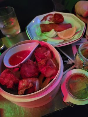 Shumai and spring rolls at NEOShinjuku Atsushi in Tokyo