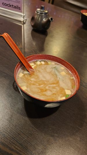 Miso soup at Yes Sushi in Edinburgh