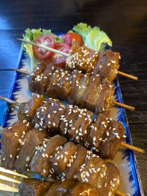 ‘Pork’ grilled skewers  at Ha Giang Vegetarian Restaurant in Ha Giang