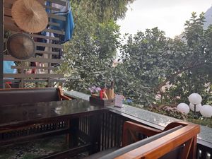 Patio seatingg  at Ha Giang Vegetarian Restaurant in Ha Giang