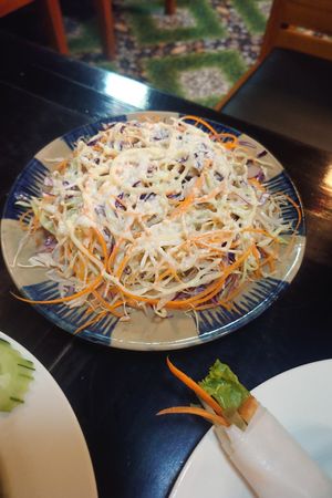 Vegetarian salad (with yogurt, we exchanged it for the vegan one) at Ha Giang Vegetarian Restaurant in Ha Giang