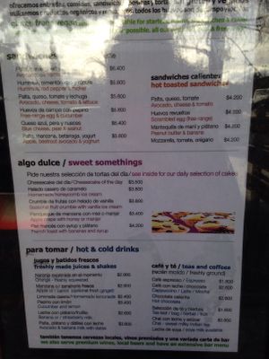 Menu part 2 at El Living in Puerto Natales