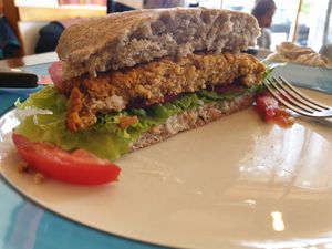 Quinoa burger at El Living in Puerto Natales
