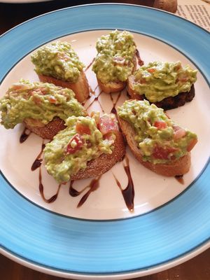 Avocado bruschetta at El Living in Puerto Natales