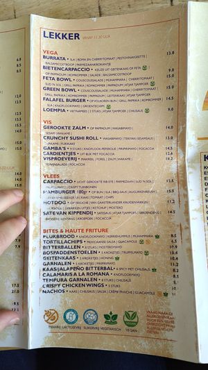 Menu 2 at Paviljoen De Walvis in West-terschelling