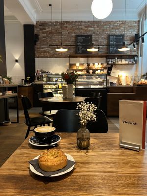 nutty pastry and coffee  at Piekarnia Aromat in Warsaw