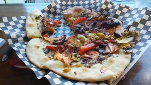 Vegan pizza. at New Day Eatery in Port Angeles