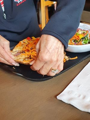 vegan pizza  at New Day Eatery in Port Angeles