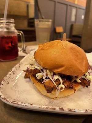 The bbq jackfruit sandwich   at New Day Eatery in Port Angeles
