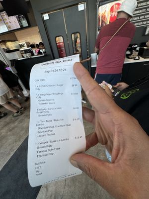 Receipt   at Odd Burger in Ottawa