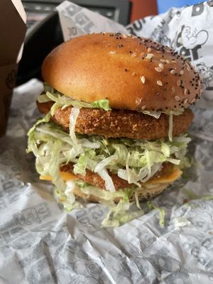 Crispy famous burger  at Odd Burger in Ottawa