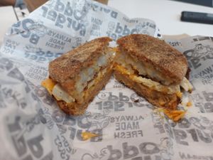 Maple breakfast sandwich with bacun at Odd Burger in Ottawa