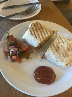 Yam burrito with salsa and hot saucee #Veganuary at Mount Currie Coffee Company in Pemberton