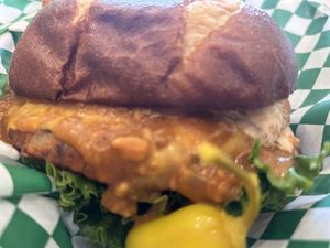 Bean burger w/chilii  at Othello's in Woodland Hills